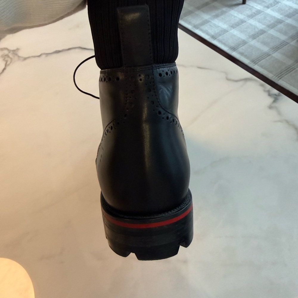 Christian Louboutin Black Leather Boots with Signature Red Sole